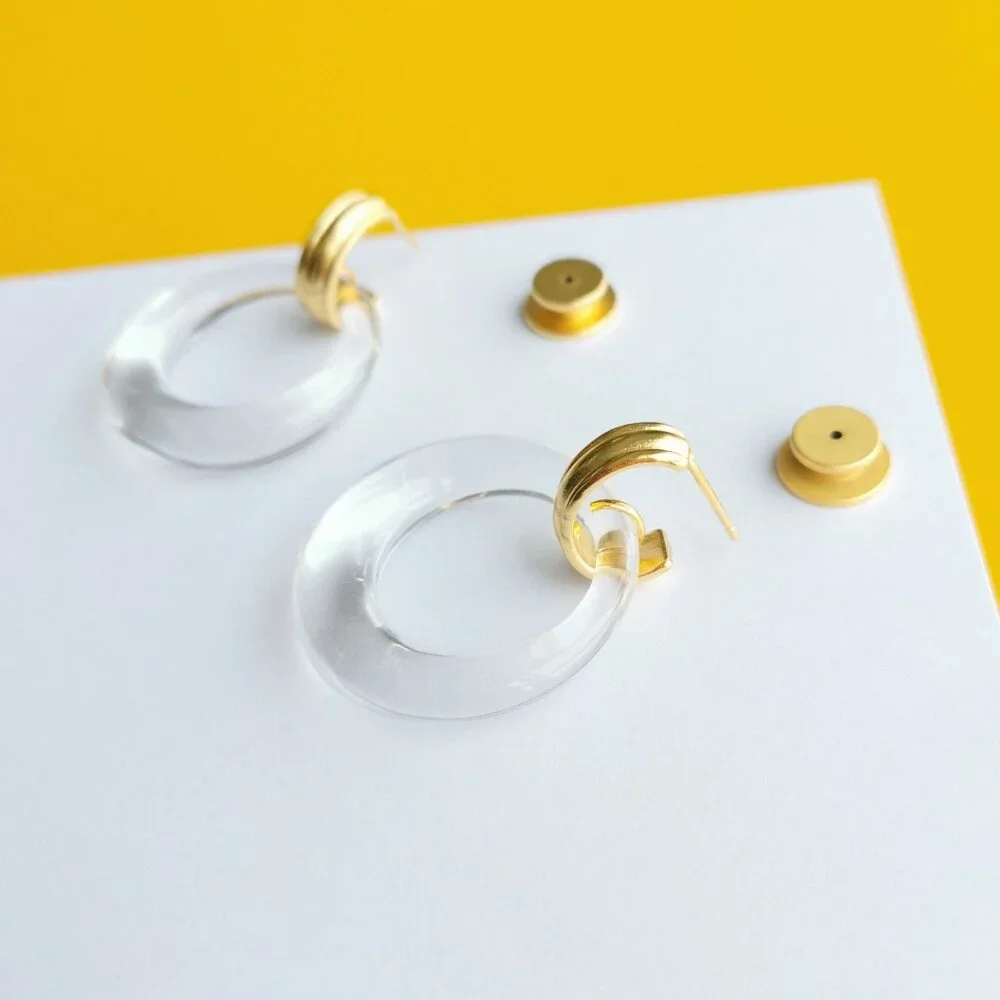 Madison Gold Clear Doorknocker Earrings by Julie Vos